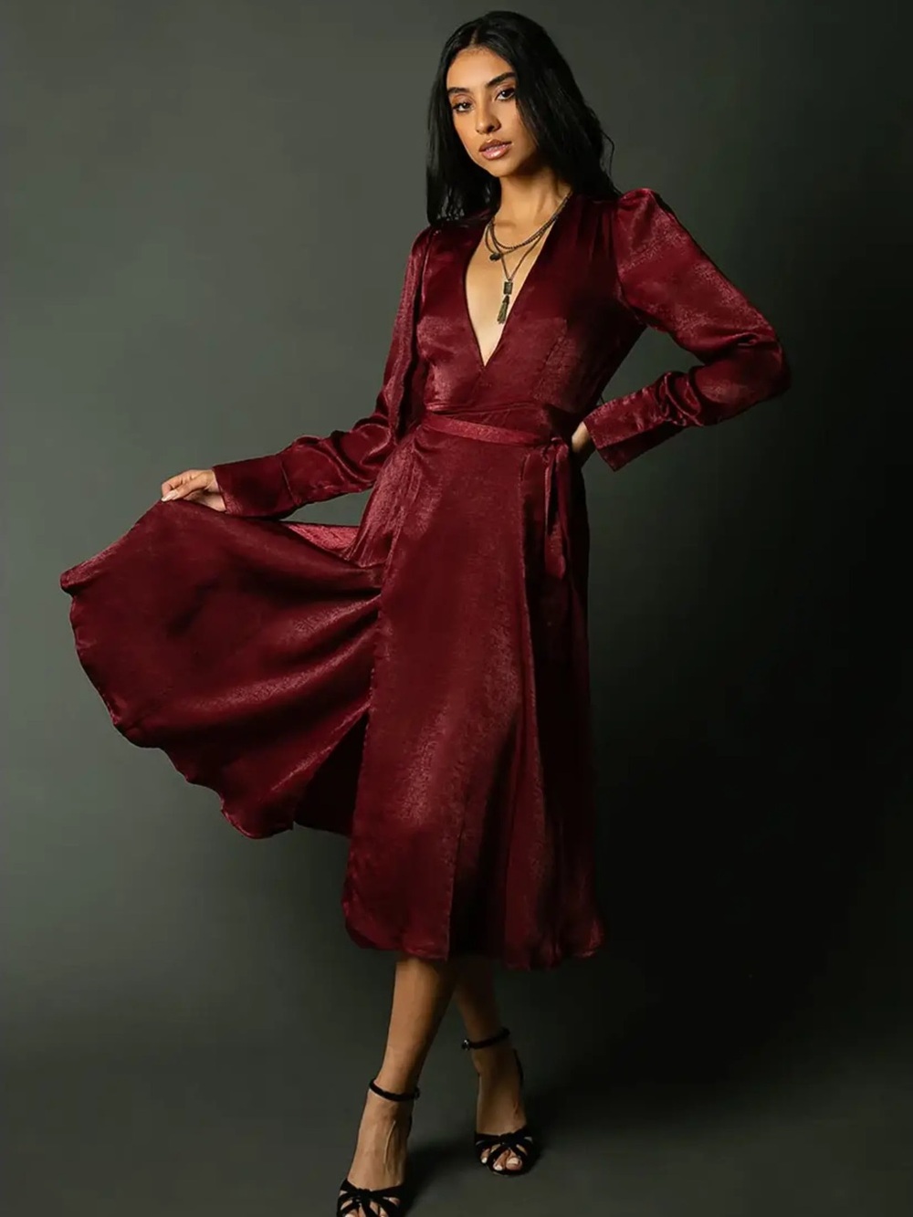 Joyfolie Women’s Arina Dress in Burgundy size L Large NWT